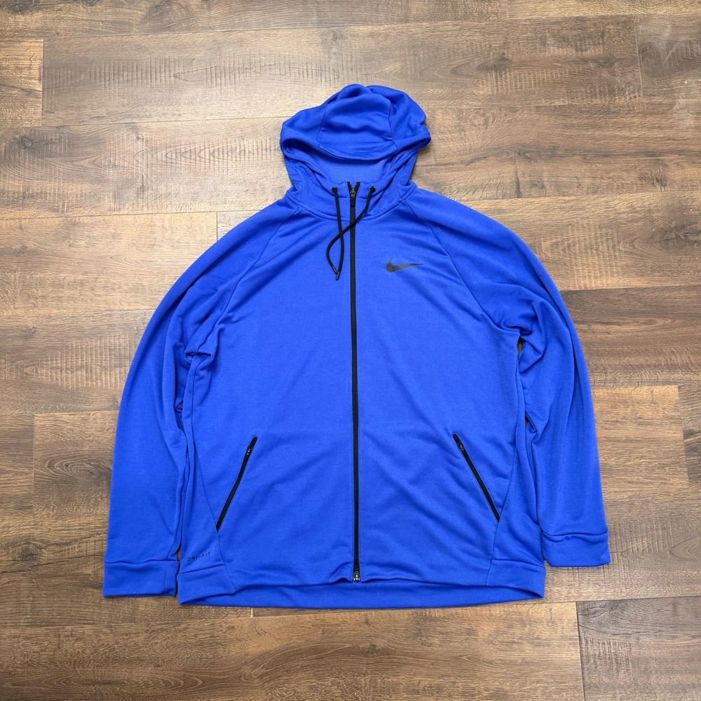 Nike Dri-FIT Mens 3XL Royal Blue Full Double Zip Training Hoodie Jacket